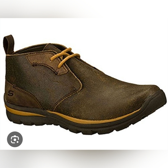 Skechers Brown Leather Lace Up Sneaker Boots Booties Shoes 7.5 Rare Eu 40 - Picture 1 of 9
